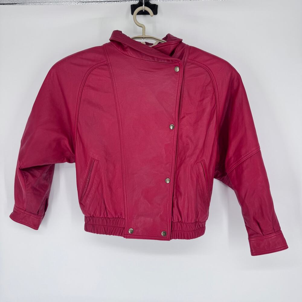 Vintage Nordstrom‎ Town Square Women’s Genuine Leather Jacket Red Petite 80s 90s